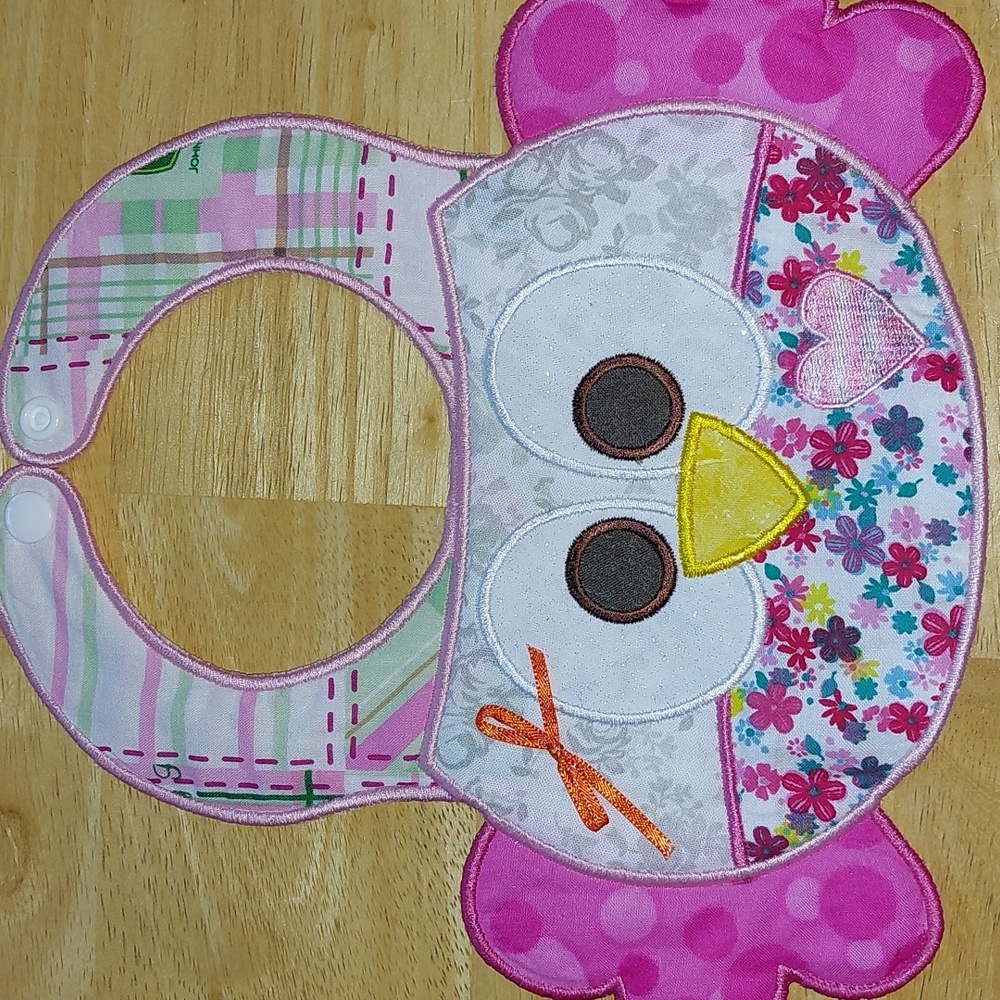 Handmade Owl Baby Bibs | Cotton | KAM Snaps | Set/Single - Picture 3 of 3